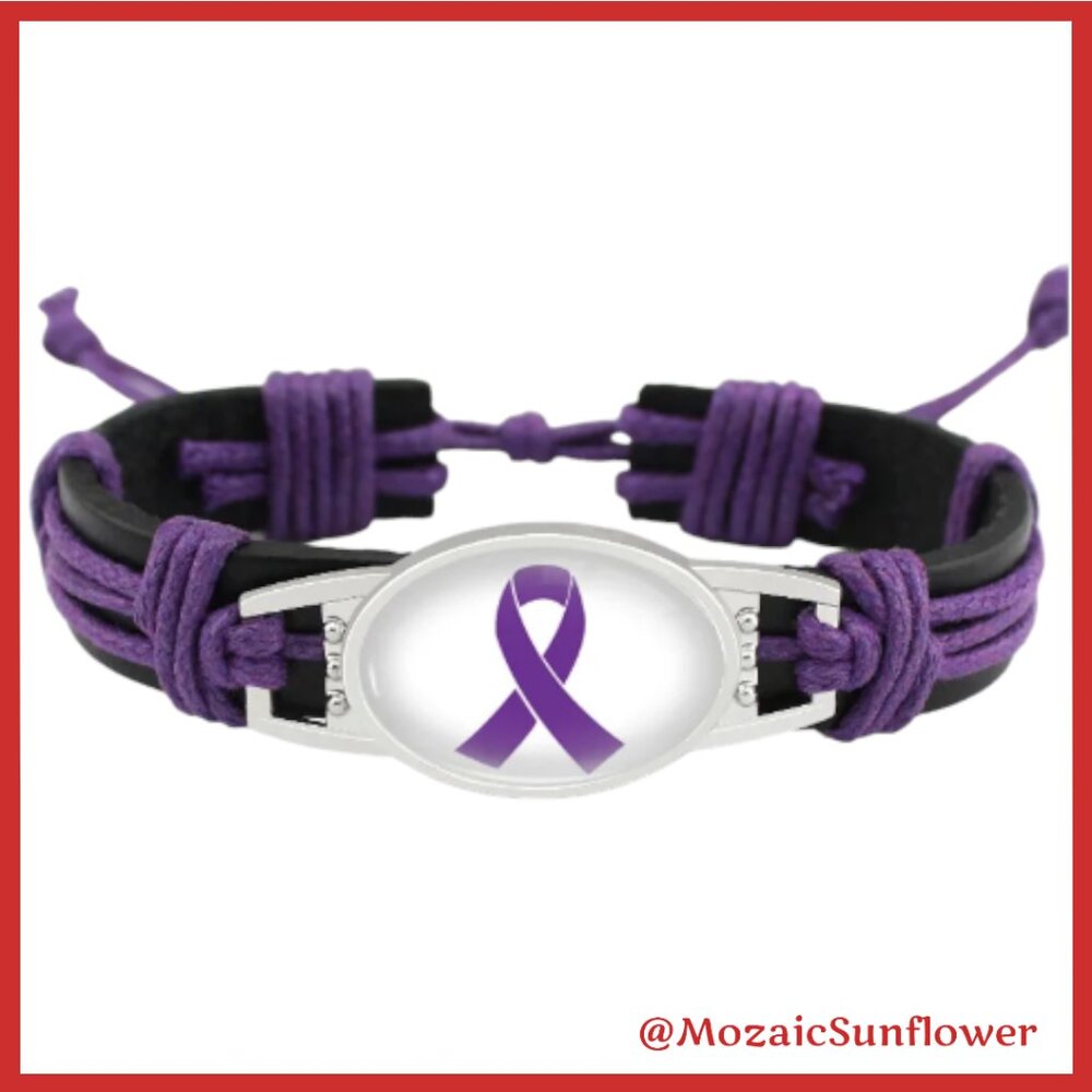 NEW PURPLE RIBBON AWARENESS BRACELET